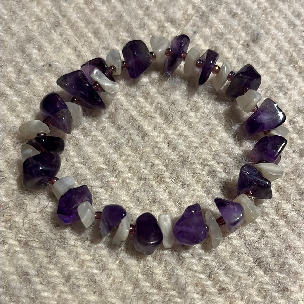 Handmade Amethyst & Blue Lace Agate Stretch Bracelet